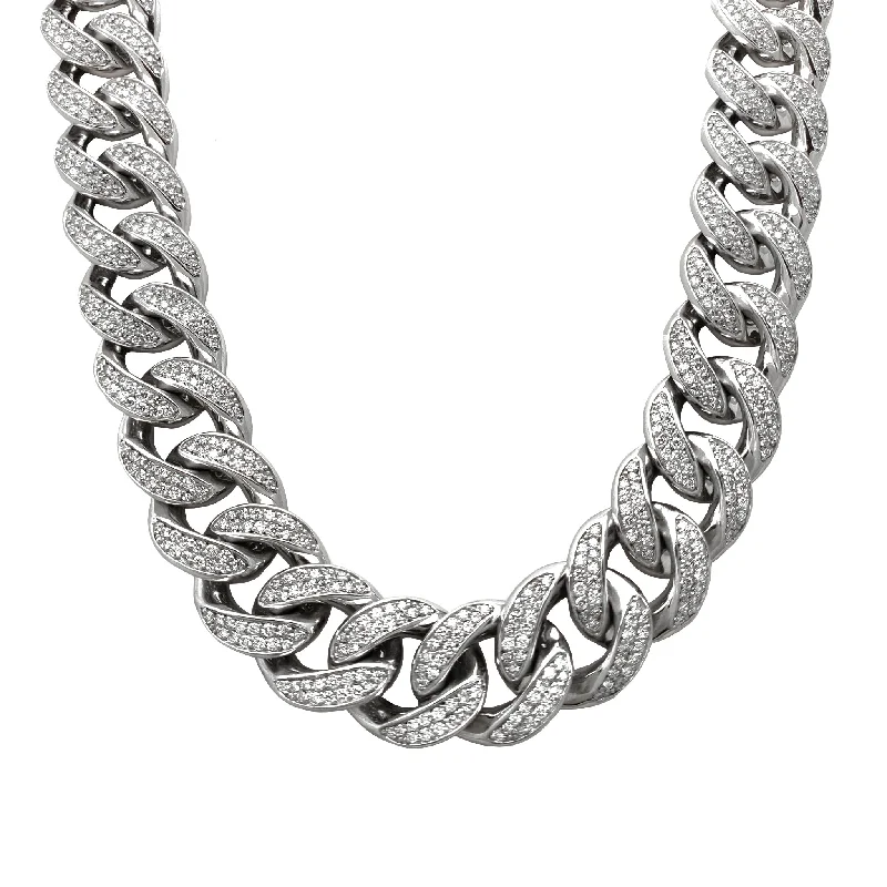 silver necklaces for women -VS Diamond Miami Cuban Chain (14K)