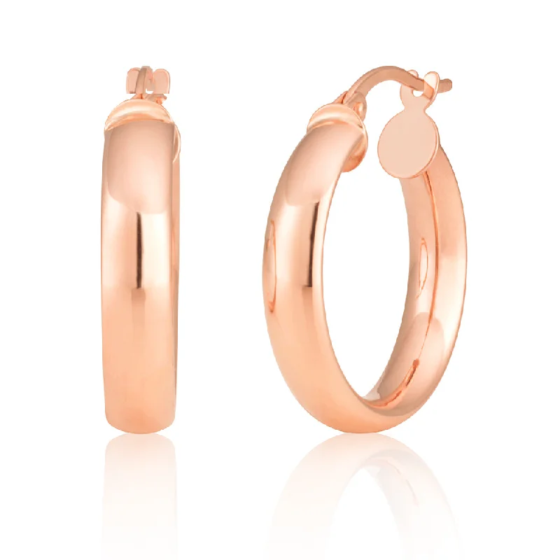 classic earrings for women -9ct Rose Gold Plain 15mm Hoops Earrings