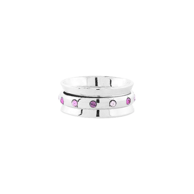 aquamarine rings for women -1928 Jewelry Purple Amethyst & Pink Crystal Anxiety Spinner Ring