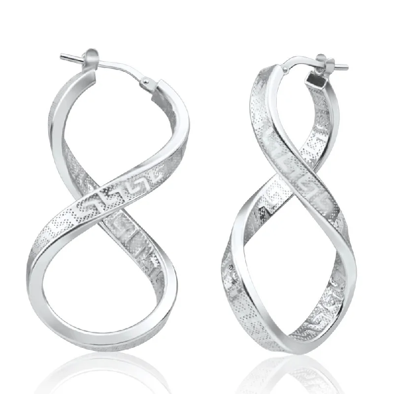 hoop earrings for women -Sterling Silver Figure "8" Greek Hoop Earrings