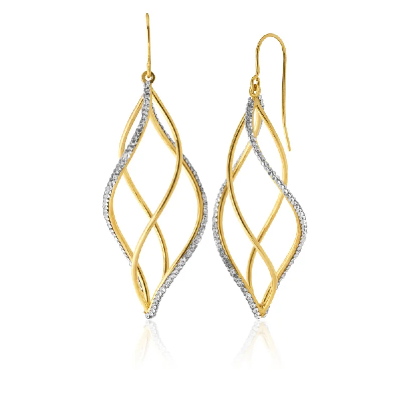 gemstone earrings for women -9ct Yellow Gold Silver Filled Twisted Drop Earrings