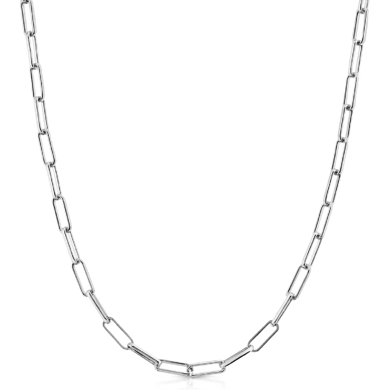 pearl necklaces for women -Elongated Cable Chain (Silver)