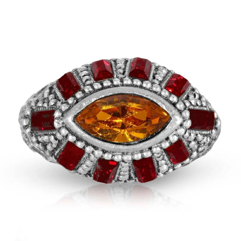 luxury gemstone rings for women -1928 Jewelry Honora Hammered Siam Red & Topaz Crystal Ring