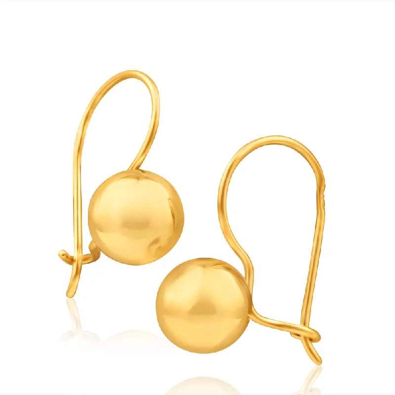 beaded earrings for women -9ct Yellow Gold Euroball Drop Earrings