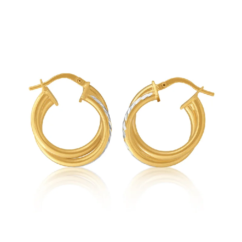 fancy earrings for women -9ct Gold Filled 15mm Stunning Double Hoop Earrings