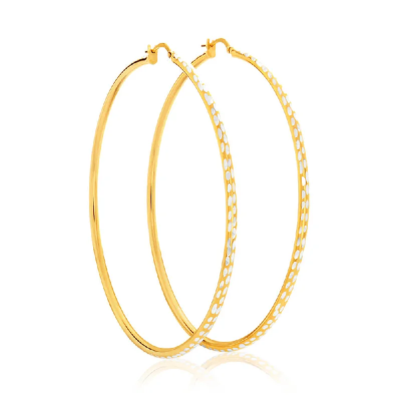 moon earrings for women -9ct Yellow Gold Silver Filled 60mm Hoop Earrings with diamond cut feature