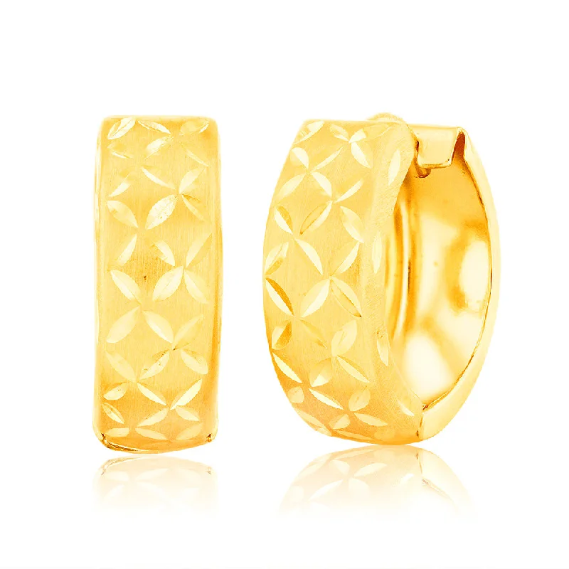 diamond hoop earrings for women -9ct Yellow Gold Dicut Huggie Hoop Earrings