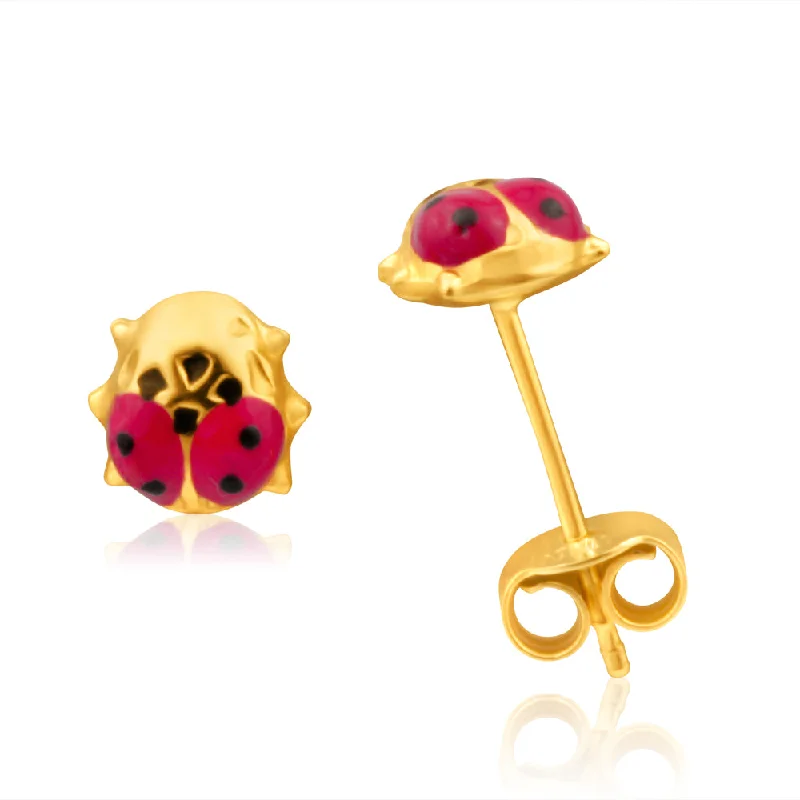 fashion earrings for women -9ct Yellow Gold Ladybird Stud Earrings