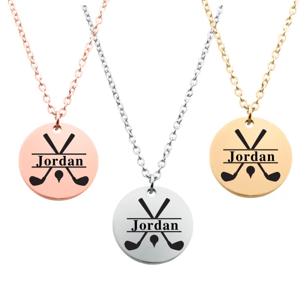 engraved necklaces for women -Engraved Golf Necklace