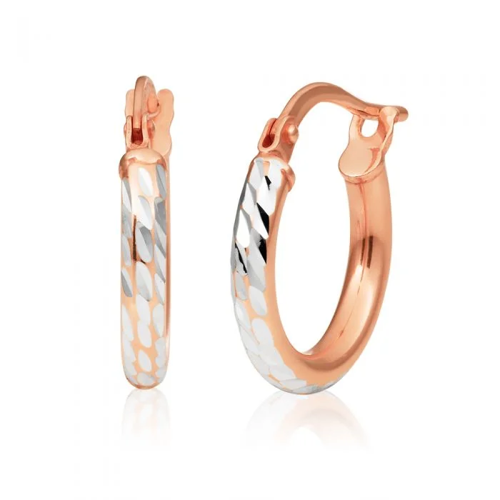 crystal earrings for women -9ct Rose Gold Silver Filled 2x10mm Hoop Earrings