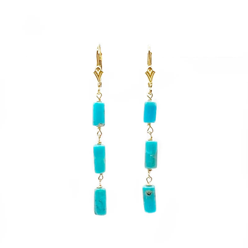 turquoise earrings for women -Turquoise Tubes Earrings