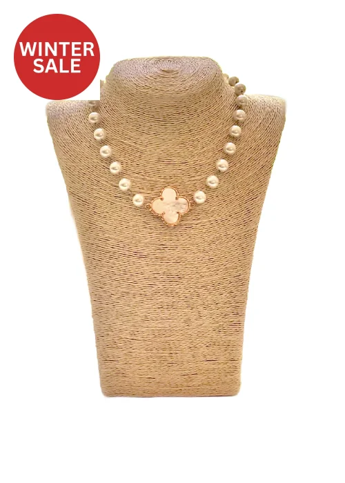 trendy necklaces for women -GEORGIA PEARL SINGLE CLOVER NECKLACE