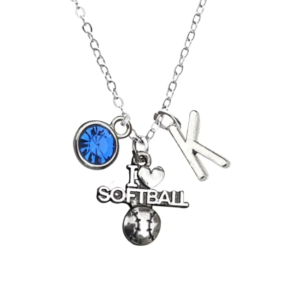 circle necklaces for women -Personalized I Love Softball Necklace - Pick Charms