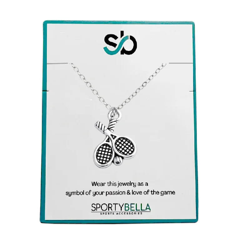 precious metal necklaces for women -Tennis Necklace - Silver Rackets