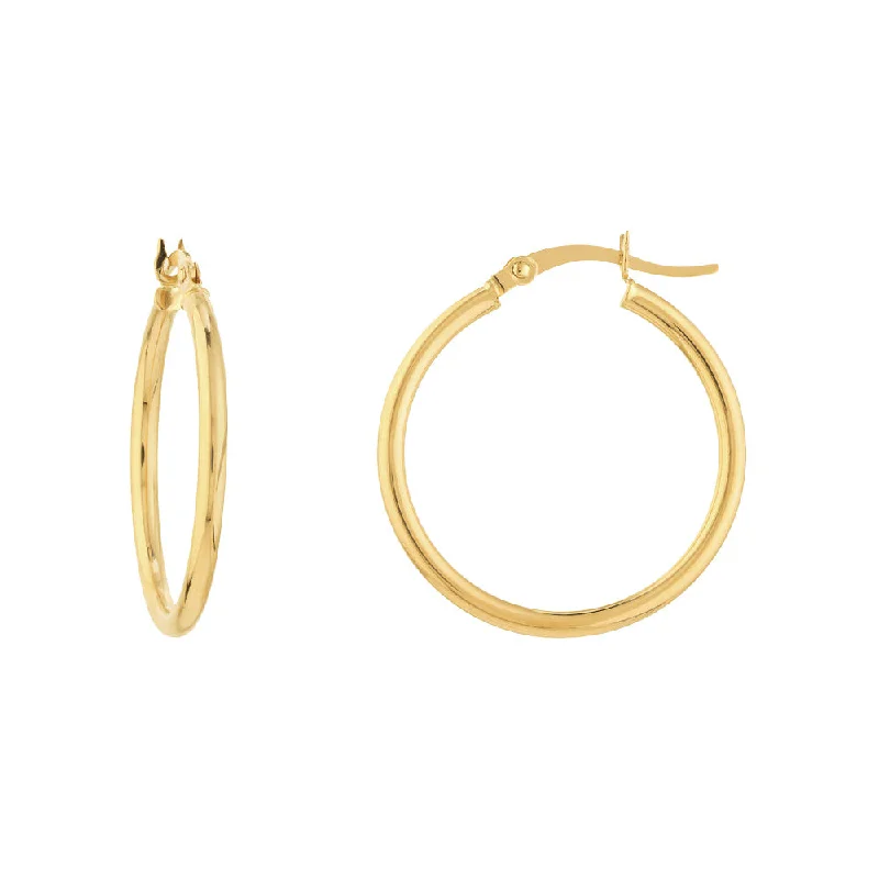 emerald earrings for women -14K Yellow Gold 2x25MM Hoop Earrings