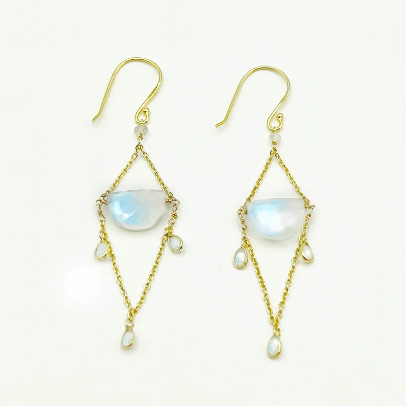 long earrings for women -Belly Dancer Moonstones