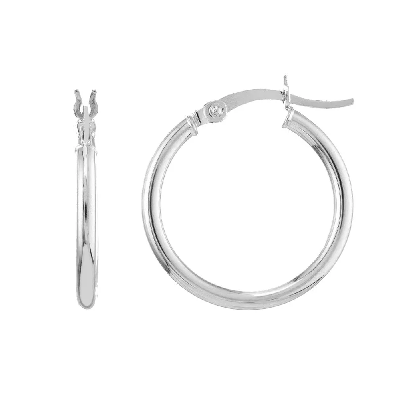 gold hoop earrings for women -14K White Gold 2x20MM Hoop Earrings