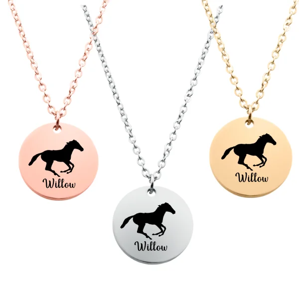 engraved necklace sets for women -Engraved Horse Necklace