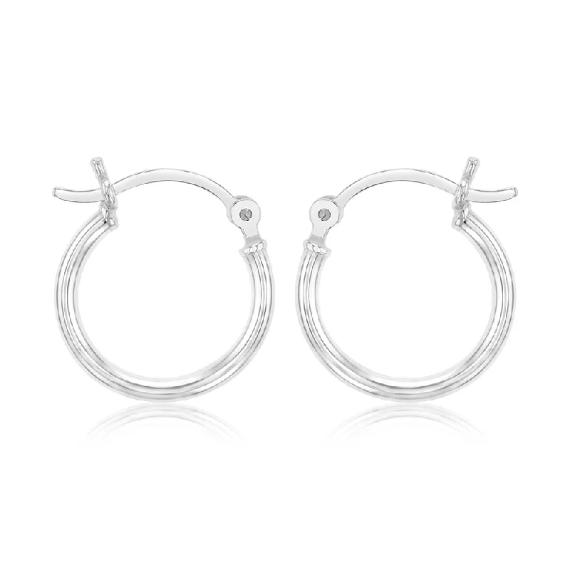 fashion crystal earrings for women -Sterling Silver Plain Round 15mm Hoop Earrings