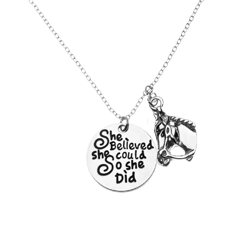 adjustable chain necklaces for women -Horse Necklace - Motivational Phrases