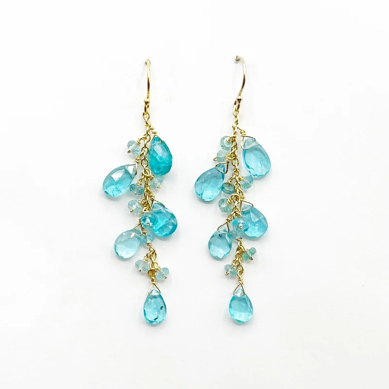 antique earrings for women -Raindrops Cascading on Golden Chains