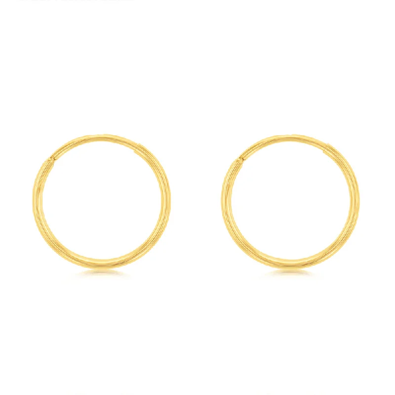 engraved earrings for women -9ct Yellow Gold Plain 10mm Sleeper Earrings