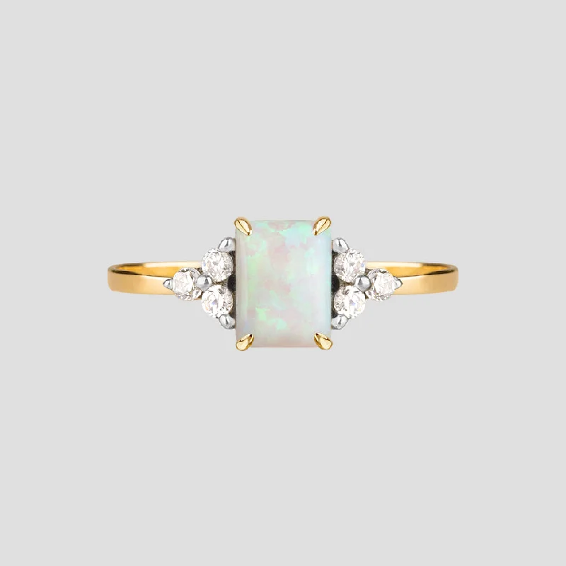 diamond wedding bands for women -APHRODITE. Opal Gold Ring