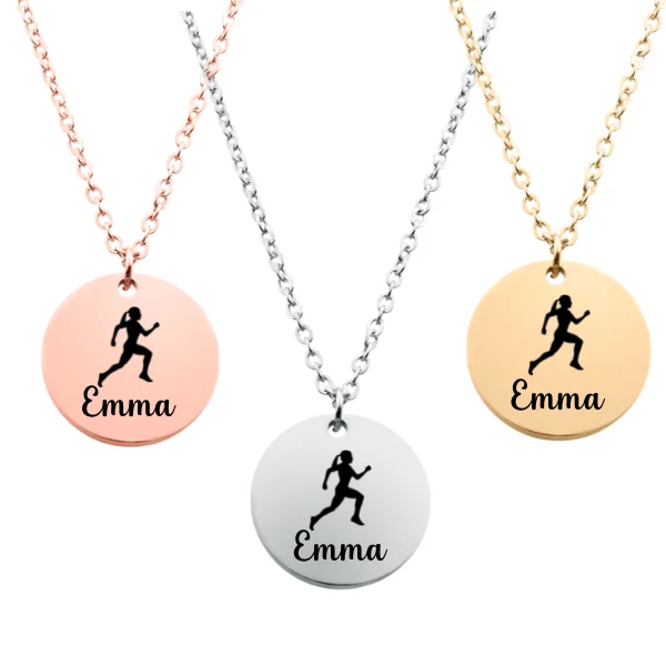 ethnic necklaces for women -Engraved Girl Runner Necklace