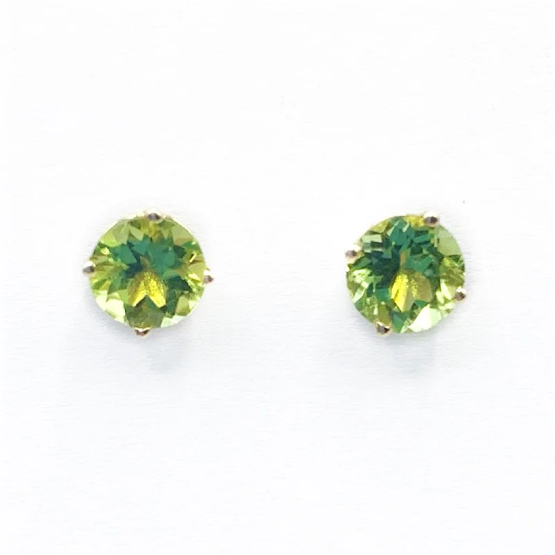 diamond hoop earrings for women -Sterling Silver Stud Peridot Earrings