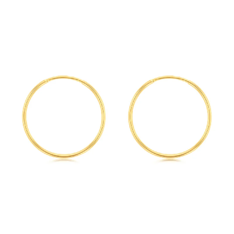 silver hoop earrings for women -9ct Yellow Gold Plain 15mm Sleeper Earrings