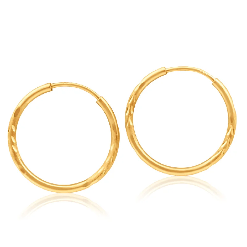 custom-designed earrings for women -9ct Yellow Gold 13mm Hoop Earrings