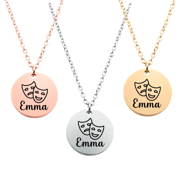 high-end necklaces for women -Engraved Drama And Theater Necklace