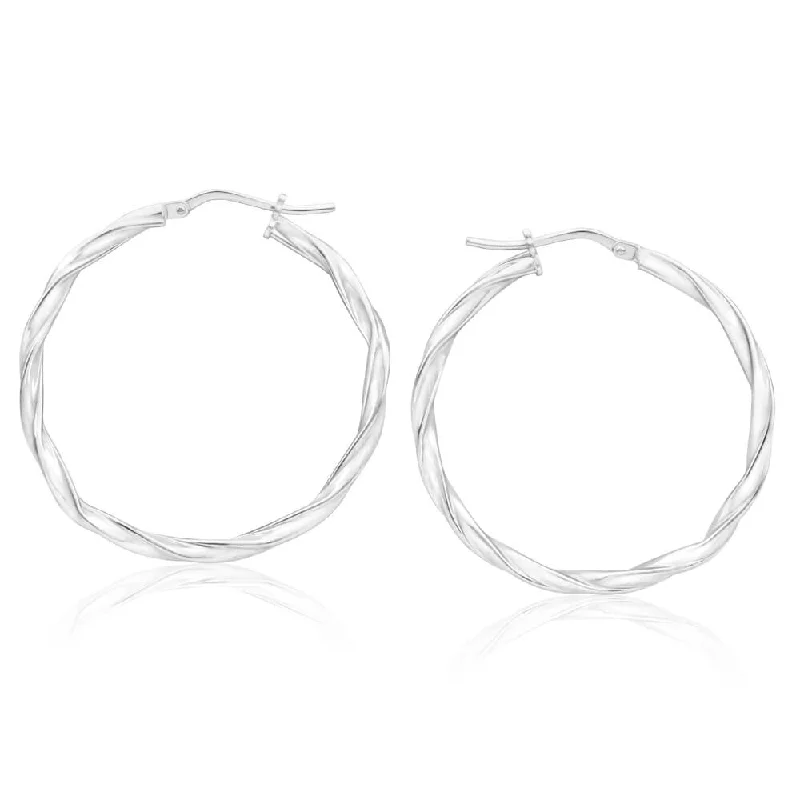 classic earrings for women -Sterling Silver 30mm Twisted Hoop Earrings