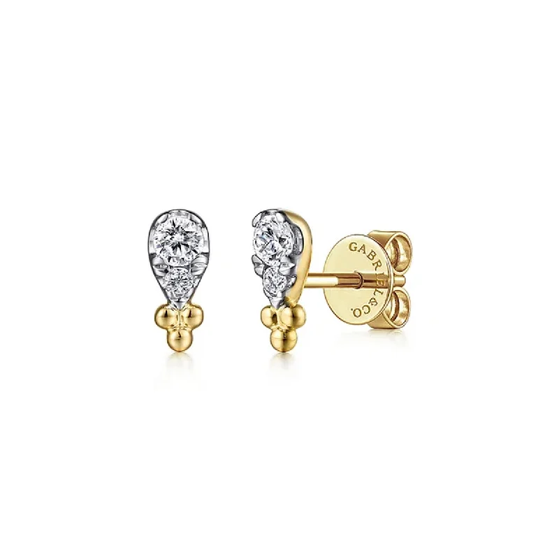 silver-plated earrings for women -Gabriel 14K Yellow Gold Diamond Bujukan Stud Earrings