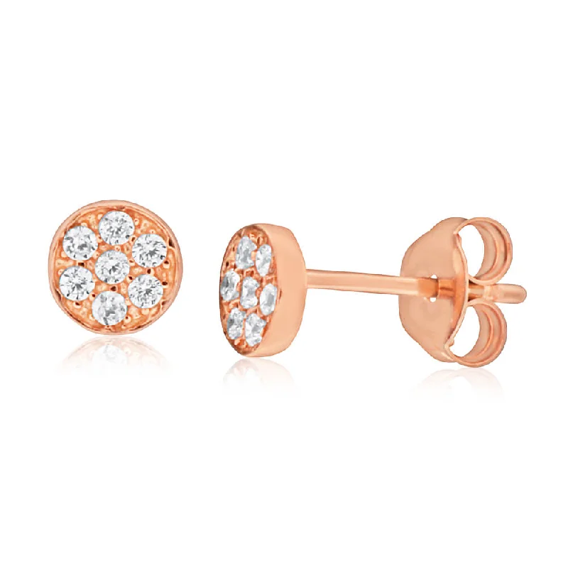 enamel earrings for women -9ct Rose Gold Silver Filled Cubic Zirconia Round 5.5mm Stud Earrings