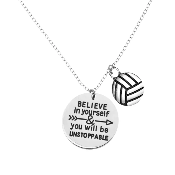 ethnic necklaces for women -Volleyball Believe In Yourself Necklace - Pick Charm