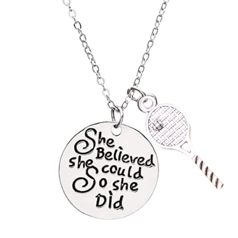 crystal pendant necklaces for women -Tennis Necklace- She Believed She Could So She Did