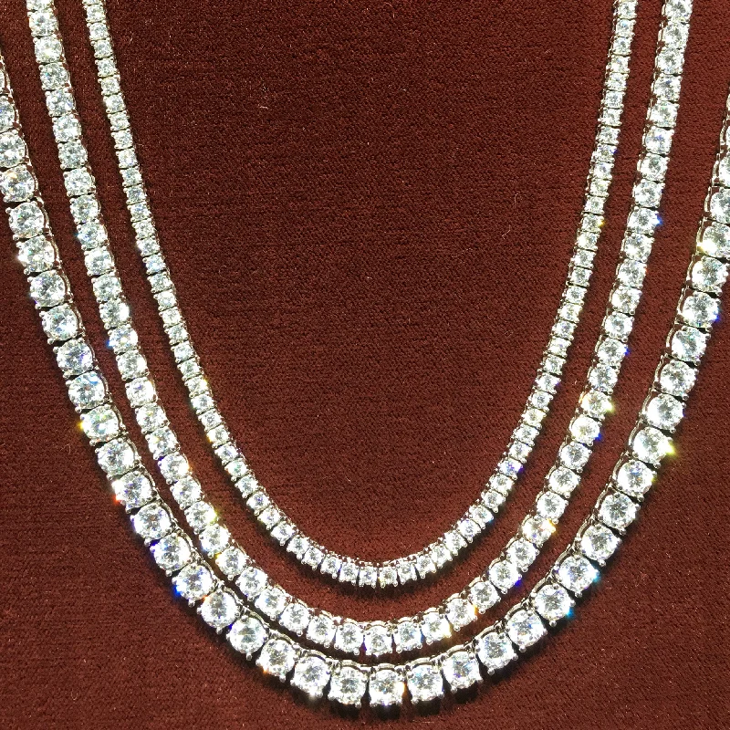 bar necklaces for women -Tennis Chain (Silver & Cubic Zirconia)