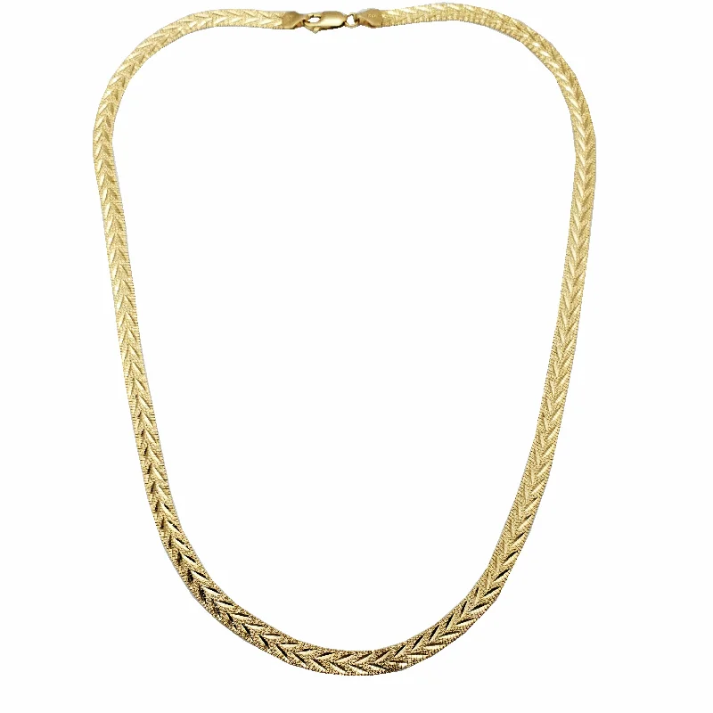 silver chain necklaces for women -Floral Diamond Cut Herringbone (14K)