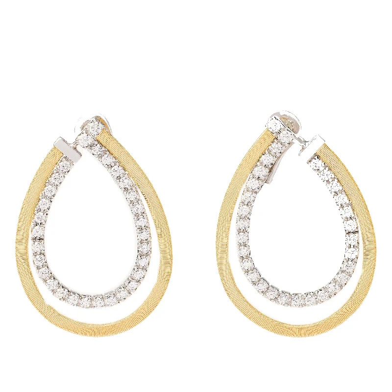 enamel earrings for women -Marco Bicego 18K Yellow Gold Masai Drop Earrings with Diamonds