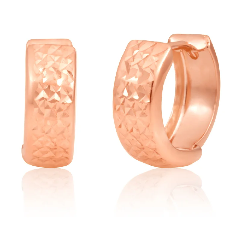 elegant earrings for women -9ct Rose Gold 10mm Huggie Earrings