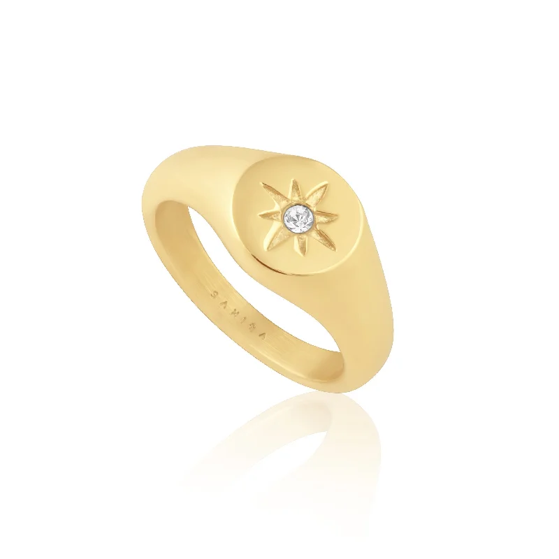 cocktail rings for women -Star Signet Ring