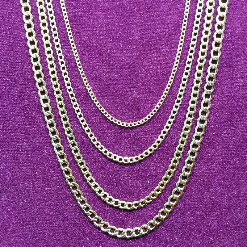 vintage necklaces for women -Lightweight Flat-Link Cuban Chain 10K