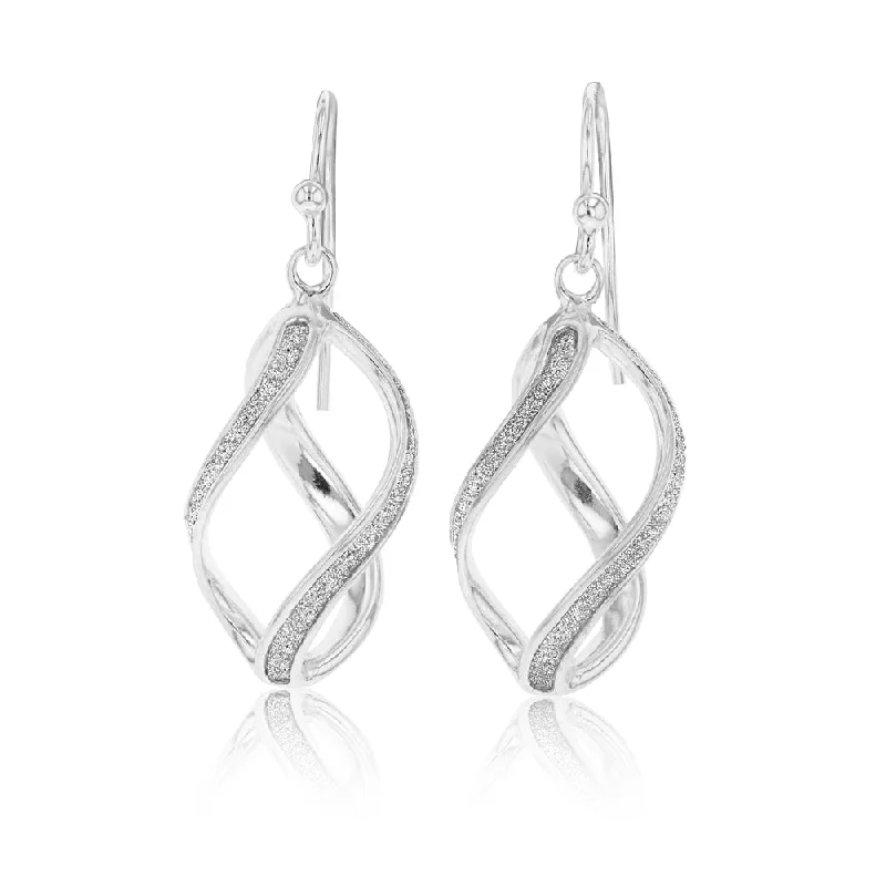 halo diamond earrings for women -Sterling Silver 36mm Stardust Drop Earrings