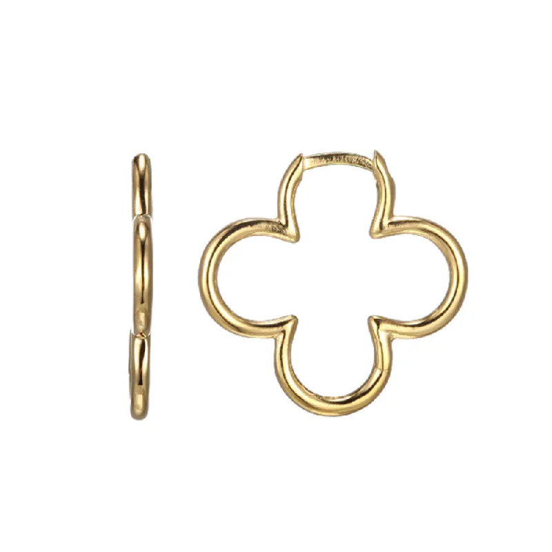 luxury gemstone earrings for women -Charles Garnier Sterling Silver Earrings with Clover Shape, 18K Yellow Gold Finish