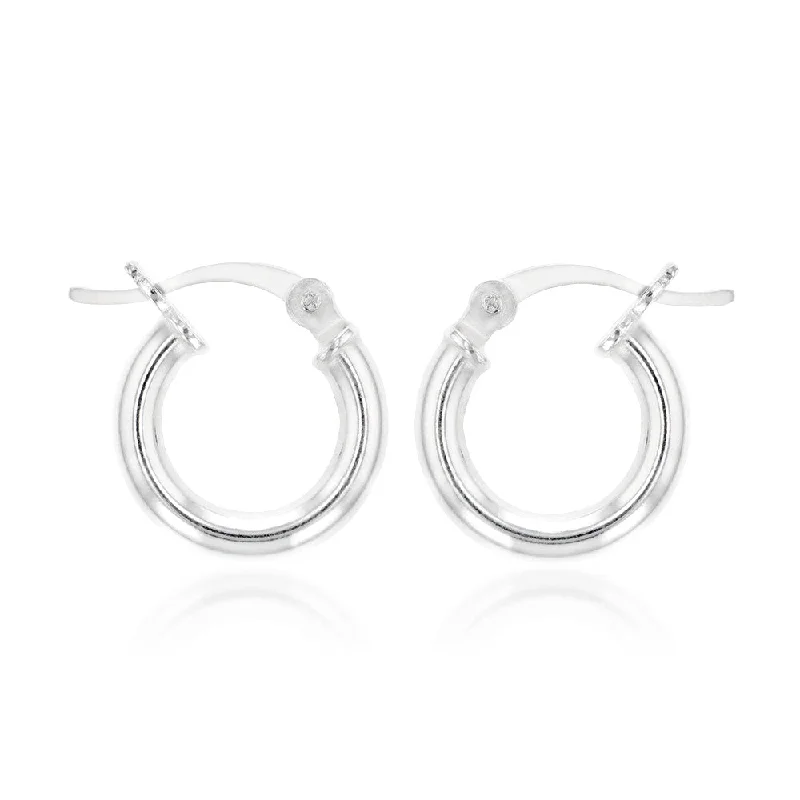 natural stone earrings for women -Sterling Silver Plain 12mm Hoop Earrings