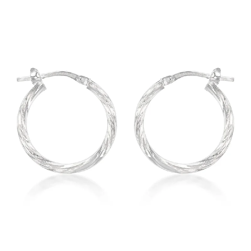 chandelier drop earrings for women -Sterling Silver Twisted 15mm Hoop Earrings