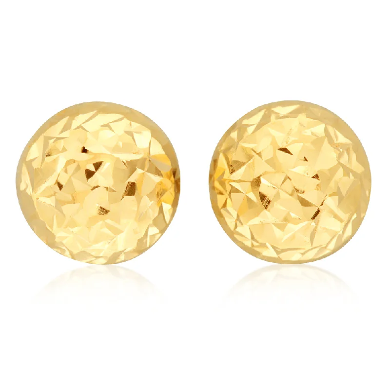 trendy earrings for women -9ct Yellow Gold Diamond Cut Half Round 6mm Stud Earrings