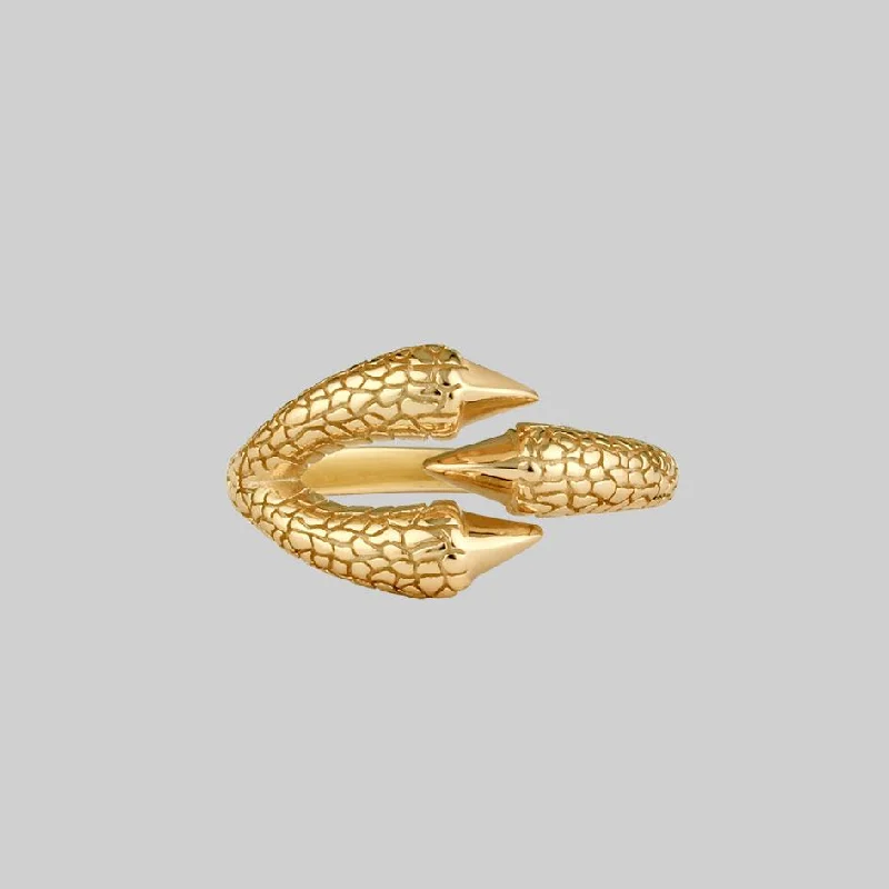 floral rings for women -MERCY. Eagle Claw Gold Wrap Ring