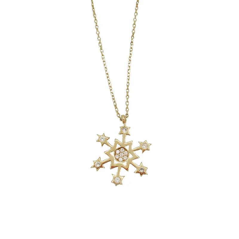 lock and key necklaces for women -Zirconia Star Fancy Chain (14K)